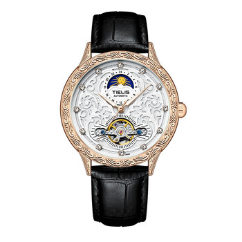 tielis- 18064 铁利时机械自动手表航海家尊荣版 皮表带腕表 玫金壳白