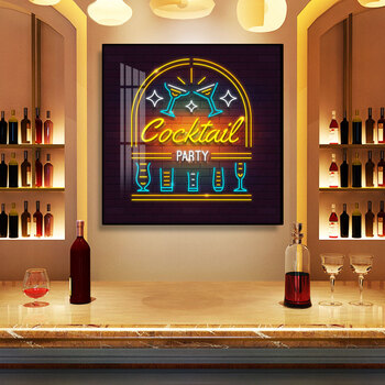 洪儒酒吧装饰画创意清吧包厢ktv墙面壁画简约发光音乐餐吧霓虹灯挂画