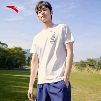 安踏kt系列短袖男2022夏季新款白色宽松套头上衣篮球跑步运动服纯净白