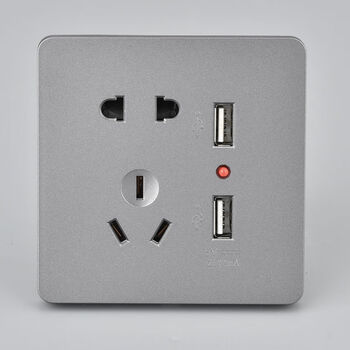 明装插座 超薄防水免打孔防触电86型暗装usb带开关手机充电插座家用二