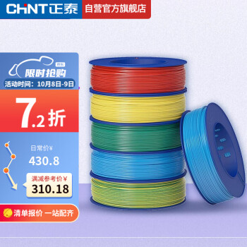 正泰(CHNT)电线电缆BV6平方蓝色单芯单股零线价格走势及评价