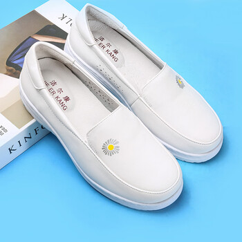 洁尔康头层牛皮护士鞋气垫防滑轻便四季鞋女小白鞋透气防臭2001