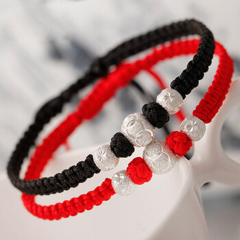 米聆99足银手链男女情侣红绳头发编织一缕青丝抖音同款饰品红绳99足银