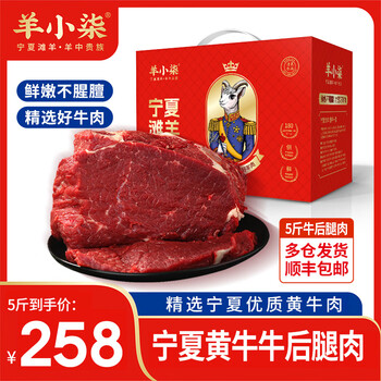 羊小柒 宁夏黄牛肉 生鲜国产谷饲新鲜牛腿肉牛腱子牛里脊肋条肉 牛腿肉5斤