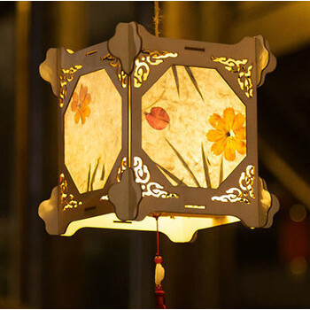 捷达易新年花灯古风花草纸灯笼diy手工活动自制材料包国风汉服手提