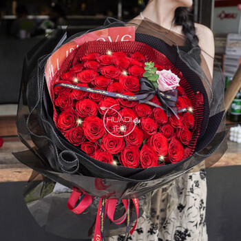 花递鲜花速递33朵玫瑰花束生日情人节礼物送女友同城配送当日达 相伴相随-52朵|dyh58 平时价