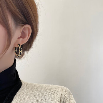 振千适合大脸秋冬圆圈耳圈耳环女2024年新款潮韩国气质网红耳钉轻奢耳