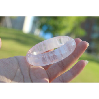铭闽粉水晶手镯女冰种粉晶粉色冰花芙蓉石马粉镯子莫桑比克冰透5号圈