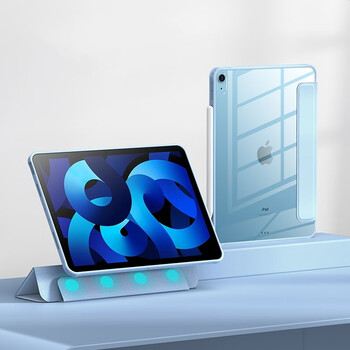 笔槽苹果平板ipad磁吸分离透明外壳 【天空蓝】隐形笔槽款 磁吸可拆分