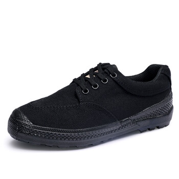 男迷彩劳务作训鞋防臭防滑劳保鞋工地专用胶鞋保安黑色j105低帮42