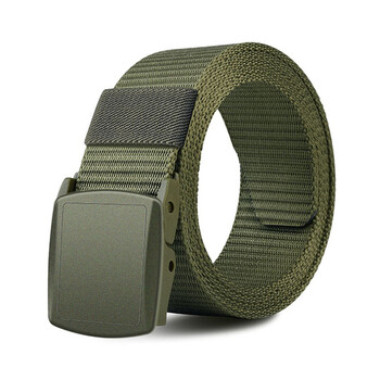 极为（JEVI)帆布腰带男士皮带无金属无牙无孔自动扣休闲牛仔裤户外军训裤带过安检