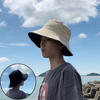 屿汐情侣渔夫帽防嗮双面带戴渔夫帽男夏天帅气韩版百搭防晒遮阳大檐盆