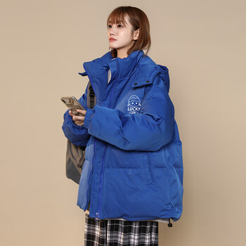 贤语大码羽绒服女200斤显瘦韩系羽绒棉服女冬季宽松克莱因蓝m100130斤