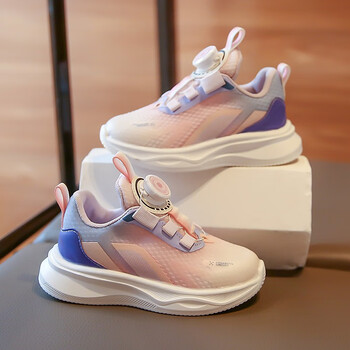 巴布豆(bobdog)女童运动鞋秋季透气软底旋转纽扣儿童鞋男童休闲小学生