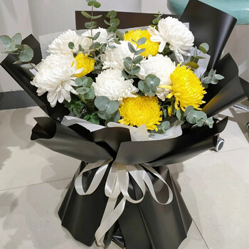 清明节江苏菊花扫墓用品花束祭祀祭奠白色鲜花速递同城配送店11朵黄白菊花束 图片价格品牌报价 京东