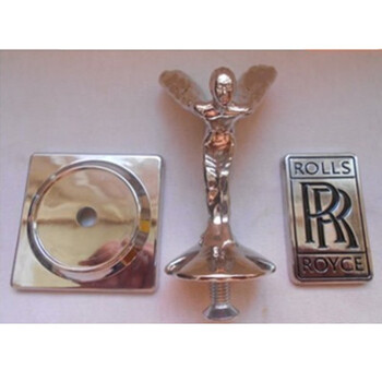 立标带标牌底座老爷车电动车仿真改装合金车标模型 劳斯莱斯银色