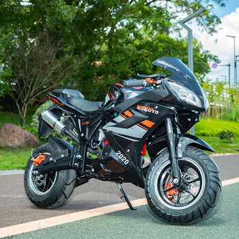 的两轮摩托车可坐人37岁迷你机车中型小跑车小趴赛儿童黑色二冲程小跑