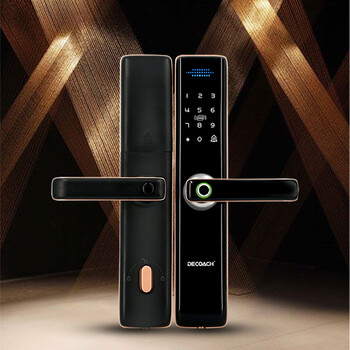 德铠曼fz2半自动智能锁一握开指纹锁密码锁刷卡公寓防盗门锁fz2玫瑰金