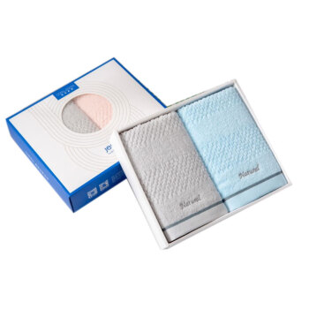 洁玉（Jeyu）质素毛巾双条装礼盒 TG19-01B  颜色 蓝灰