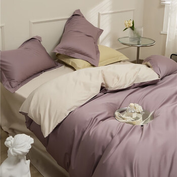 AIDLI 床上四件套纯棉100S新疆长绒棉纯色全棉双人套件 雪松紫 1.5/1.8m床 床单款 （被套200*230cm）