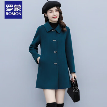 罗蒙(romon)双面羊绒大衣女小个子秋冬中年显瘦双面呢羊毛呢外套 波斯