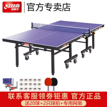 红双喜乒乓球桌移动式折叠标准家用1223乒乓球台专业大赛比赛兵乓球案子 T1223球台一副+20球+2只拍+网架