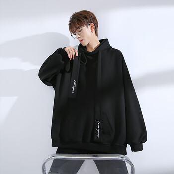 帽卫衣男秋冬季2023新款潮牌加绒加厚帽衫春秋套头冬款情侣外套黑色m