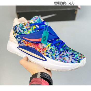 杜兰特14篮球鞋男白蓝红黑红彩扎染zoom全掌气垫减震实战运动 kd14蓝