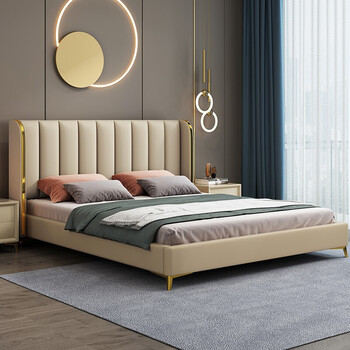 艾郎仕意式真轻奢皮艺床18米双人主卧床现代简约储物