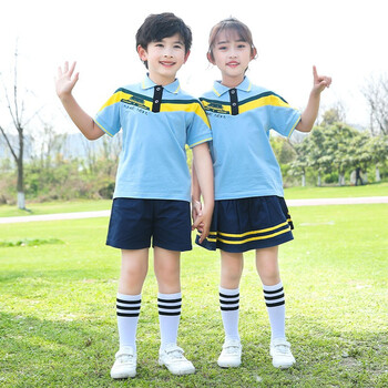 wonst夏季校服儿童装套装男女短袖衬衫韩版中小学生班服幼儿园园服