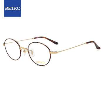 SEIKO精工 眼镜框男女款全框钛+板材复古眼镜架近视配镜光学镜架H03091 01 48mm 玳瑁+金色