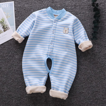 婴儿连体开裆裤秋冬衣服加绒连体衣保暖开档哈衣男女宝宝睡衣闭裆爬行