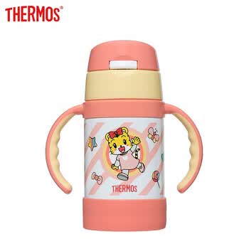 膳魔师THERMOS儿童保温杯316不锈钢学生水杯 双耳硅胶把手 巧虎IP联名280ml 女宝宝吸管杯 保温保冷 粉色