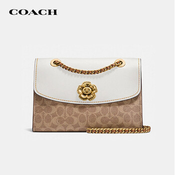 蔻驰（COACH）女士专柜款PARKER山茶花中号单肩斜挎包链条包拼色30585B4HA