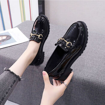 沃米德单鞋女平底jk鞋小皮鞋女春秋百搭学生英伦乐福鞋潮流职业松糕鞋