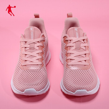 乔丹运动鞋女春夏女跑鞋轻便休闲网面透气舒适跑步鞋藕粉色白色网面39