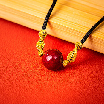 梵韩恋 紫金砂转运珠项链朱砂圆珠颈链本命年编织锁骨吊坠单颗女 珠径