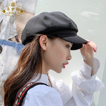 卓梦影八角帽女夏天贝雷帽女夏季薄款透气复古八角帽日系百搭休闲褶皱