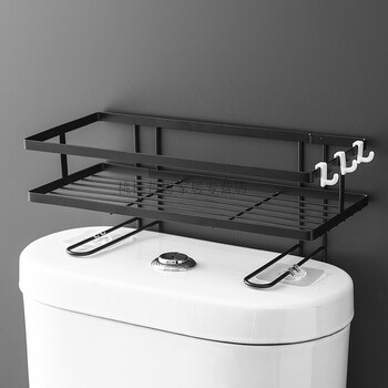 厕所卫生间马桶上架子置物架浴室铁艺座便器收纳架 黑色 铁艺马桶架