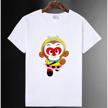 美猴王孙悟空t恤男女短袖卡通儿童装齐天大圣亲子情侣半袖上衣服 白色