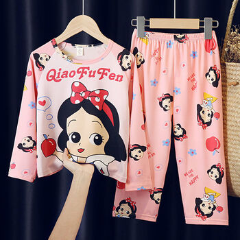 睡衣长袖男孩女童中大童薄款卡通小学生家居服套装长袖套装白雪公主14