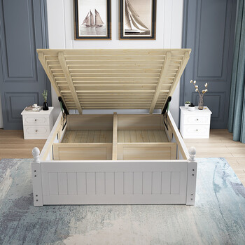 2单人简约 欧式全液压高箱白色送床垫 安装 1350mm*2000mm  框架结构