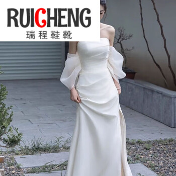 萦娪年会礼服女晚礼服女2023新款穿秋冬敬酒服新娘小众轻婚纱晨袍订s