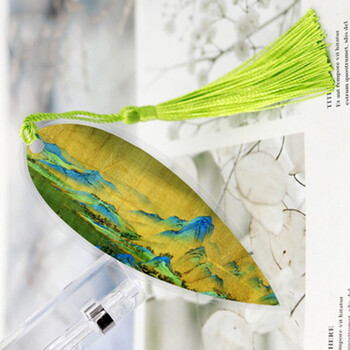 叶脉书签 创意古风中国风千里江山图书夹毕业礼物 树叶书签左一仁