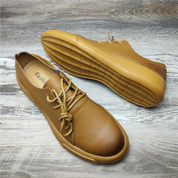 兽霸真皮出口美国捡漏男士英伦休闲皮鞋软皮不磨脚低帮马丁靴 棕色 47