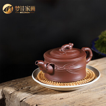 茶壶单壶家用办公室紫砂茶具一品竹段高档乔迁开业礼品壶红泥段泥套装
