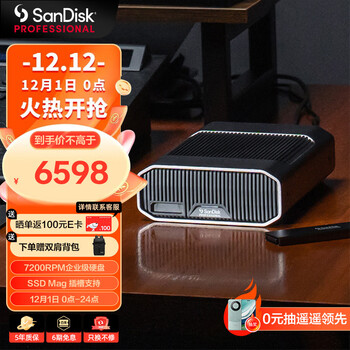 闪迪大师极客 致捷 18TB 企业级桌面移动硬盘 机械硬盘 雷电3兼容USB Type-C 3.5英寸大容量 读写速度260MB/S