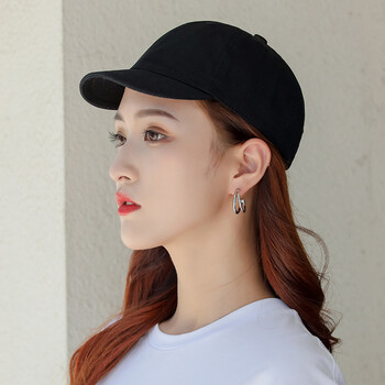 刘潮布小头围短檐帽子鸭舌帽棒球帽短帽檐春秋女短舌小帽檐学生男帽短