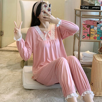 春款女士睡衣睡衣女春秋公主风高颜值家居服款网红草莓套装女小v蕾丝