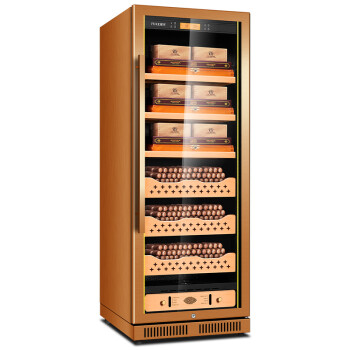 茄龙（CIGARLOONG）CL-168CB1雪茄柜不锈钢智能无霜科技恒温恒湿雪茄红酒冷藏柜 榉木裸养3+3 拉丝金